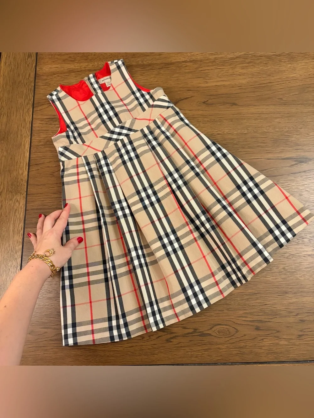 Authentic BURBERRY Girls Dress Nova Check Gorgeous Red Lining Child Kid 4-5 yrs